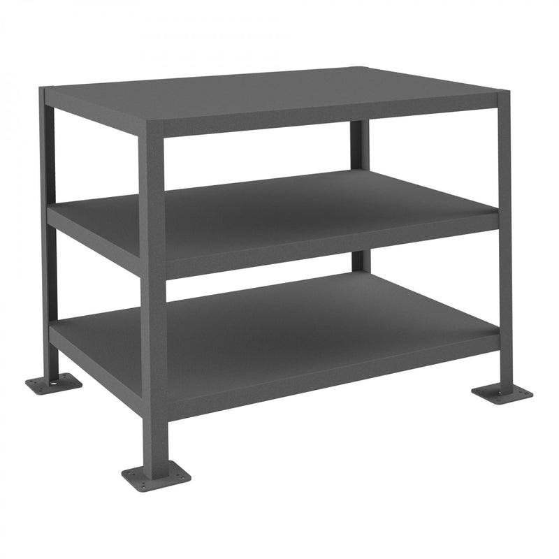 Durham MT Workbench, 24 x 36, 3 Shelves, 14 Gauge Steel, 2000 lbs. Capacity, Textured Powder Paint