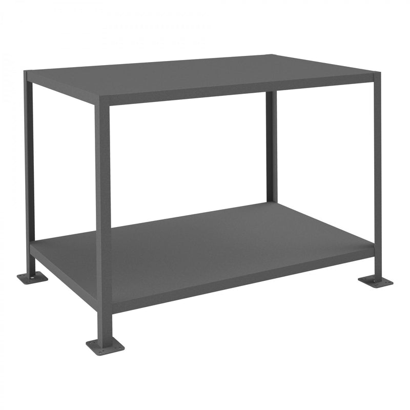 Durham MT Workbench, 36 x 48, 2 Shelves, 12 Gauge Steel, 3000 lbs. Capacity, Textured Powder Paint