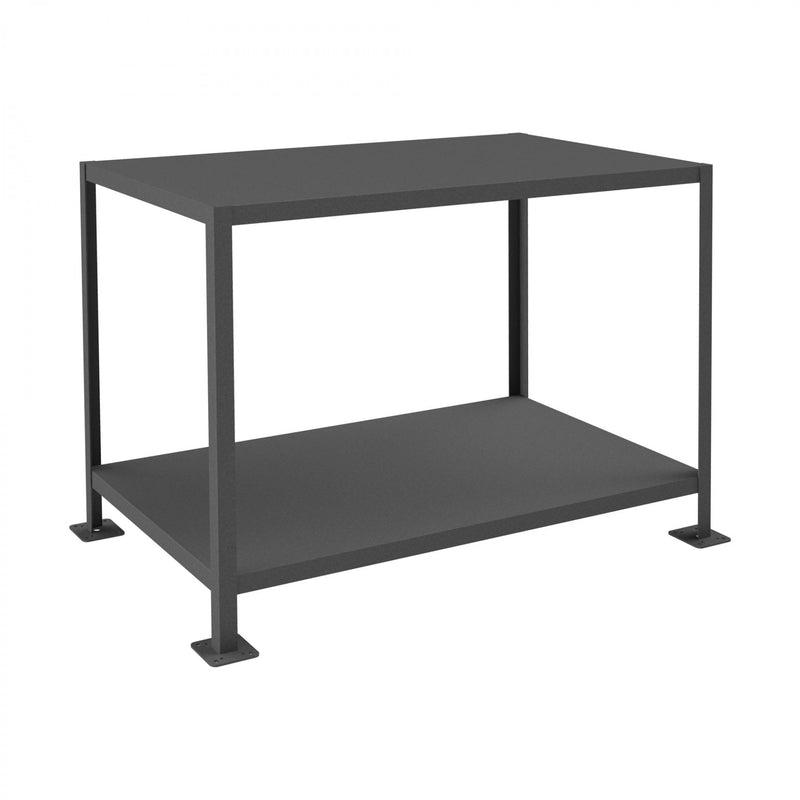 Durham MT Workbench, 30 x 48, 2 Shelves, 12 Gauge Steel, 3000 lbs. Capacity, Textured Powder Paint