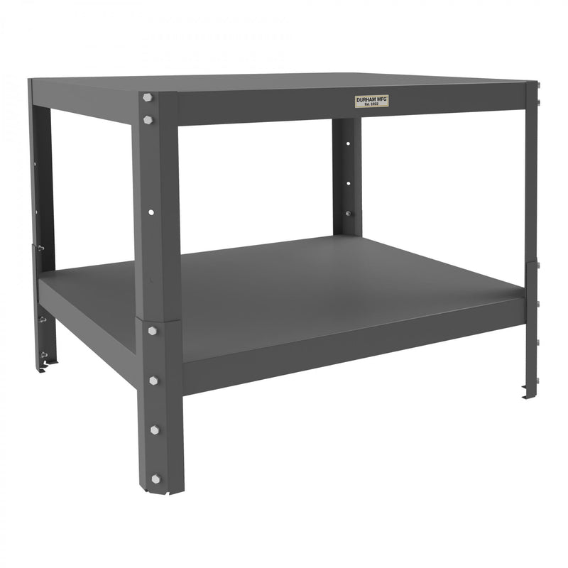 Durham MT Workbench, 24 x 30, 2 Adjustable Shelves, 16 Gauge Steel, 1500 lbs. Capacity, Gray