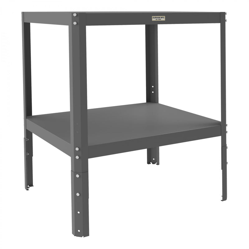 Durham MT Workbench, 24 x 30, 2 Adjustable Shelves, 16 Gauge Steel, 1500 lbs. Capacity, Gray