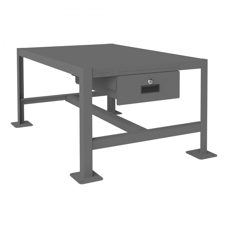 Durham MT Workbench, 24 x 36, Top Shelf Only with Drawer, 14 Gauge Steel, 2000 lbs. Capacity, Gray