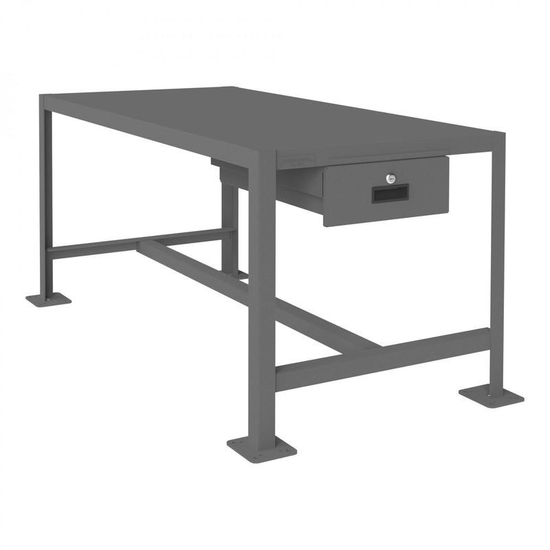 Durham MT Workbench, 24 x 48, Top Shelf Only with Drawer, 14 Gauge Steel, 2000 lbs. Capacity, Gray