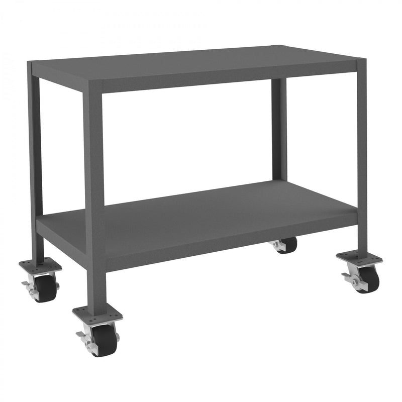 Durham Mobile MT Workbench, 18 x 36, 2 Shelves, 14 Gauge Steel, 2000 lbs. Capacity