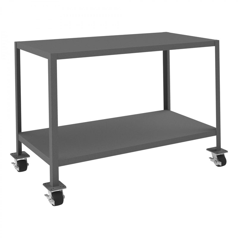 Durham Mobile MT Workbench, 24 x 48, 2 Shelves, 12 Gauge Steel, 3000 lbs. Capacity, Gray