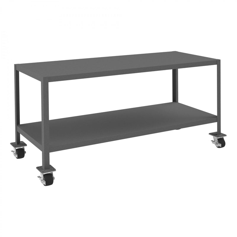 Durham Mobile MT Workbench, 24 x 60, 2 Shelves, 14 Gauge Steel, 2000 lbs. Capacity