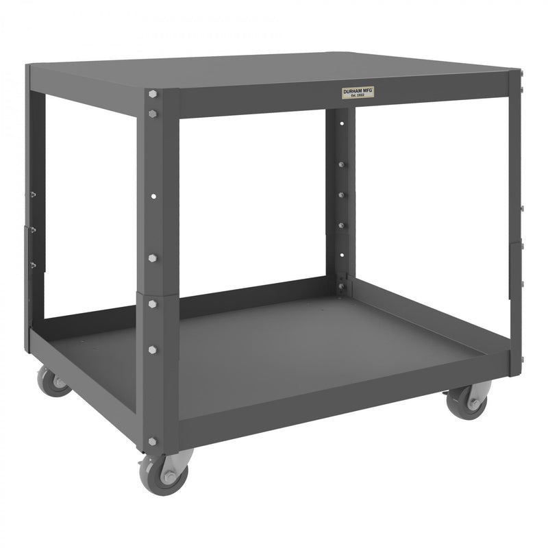 Durham Mobile MT Workbench, 24 x 30, 2 Adjustable Shelves, 16 Gauge Steel, 1000 lbs. Capacity, Gray