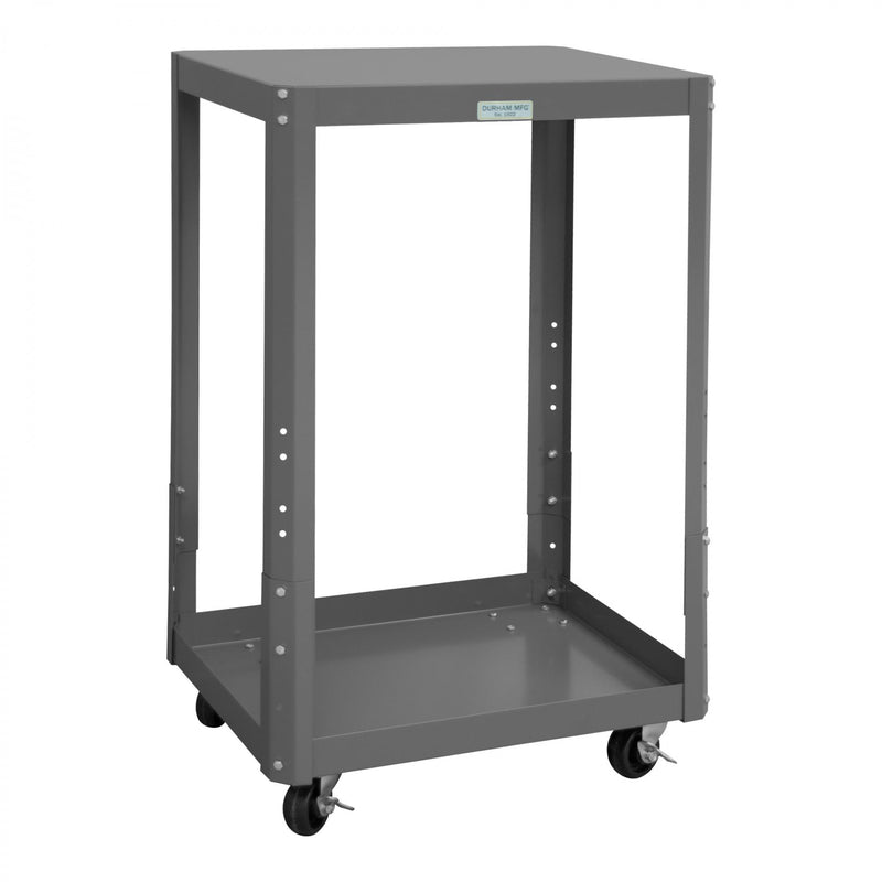 Durham Mobile MT Workbench, 18 x 24, 2 Adjustable Shelves, 16 Gauge Steel, 1000 lbs. Capacity, Gray