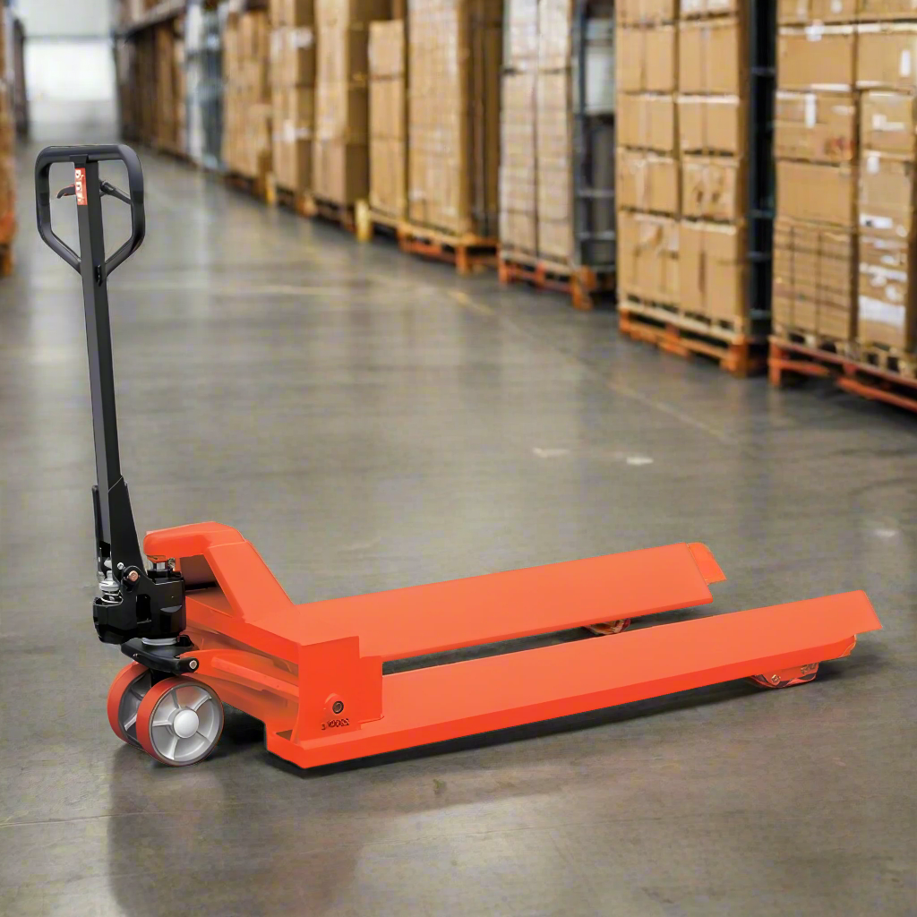 Manual Roll Pallet Jack in a warehouse