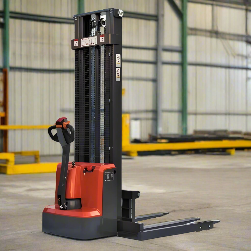 Full Power Straddle Stacker in a warehouse