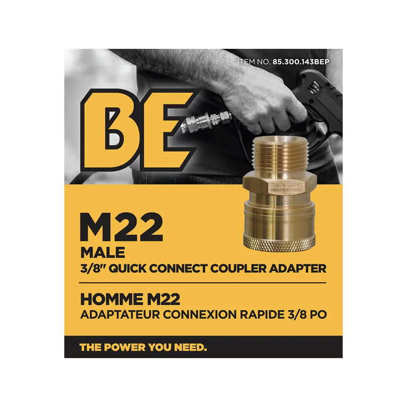 Male M22 x 3/8" Quick Connect MNPT Coupler BE Power Equipment