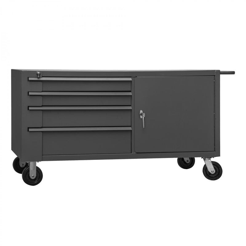 Durham Mobile Double Sided Bench Cabinet With 6" x 2" Phenolic Bolt-On Casters