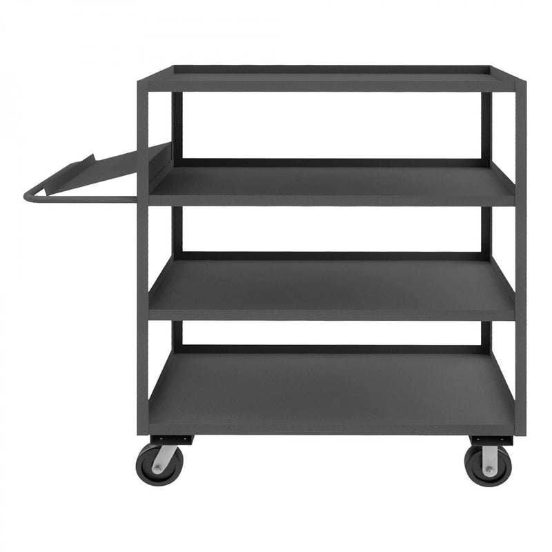 Durham Order Picking Cart With 6" x 2" Phenolic Casters, (2) Rigid And (2) Swivel, 4 Shelves