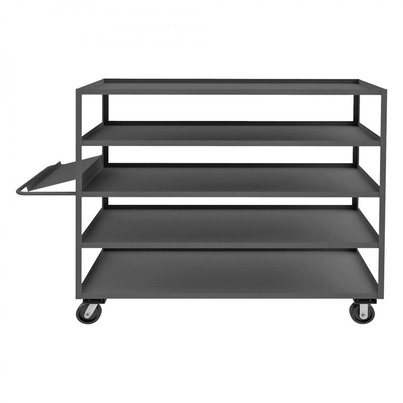 Durham Order Picking Cart With 6" x 2" Phenolic Casters, (2) Rigid And (2) Swivel, 5 Shelves