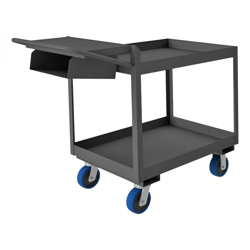 Durham Order Picking Cart With 6" x 2" Polyurethane Casters, (2) Rigid And (2) Swivel With Side Brakes, Gray