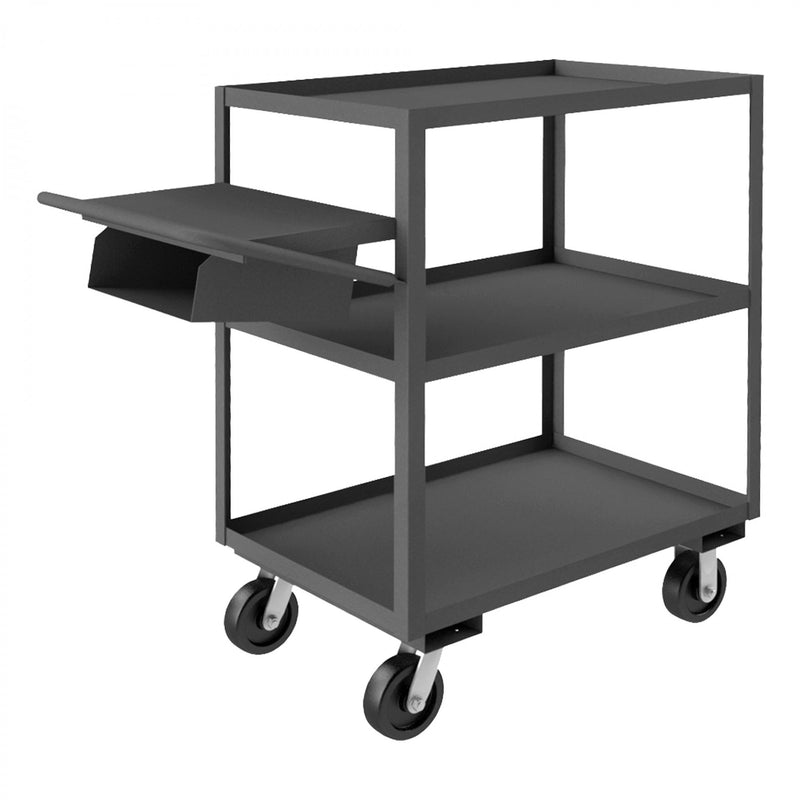 Durham Order Picking Cart With 6" x 2" Phenolic Casters, (2) Rigid And (2) Swivel, 3 Shelves, Gray