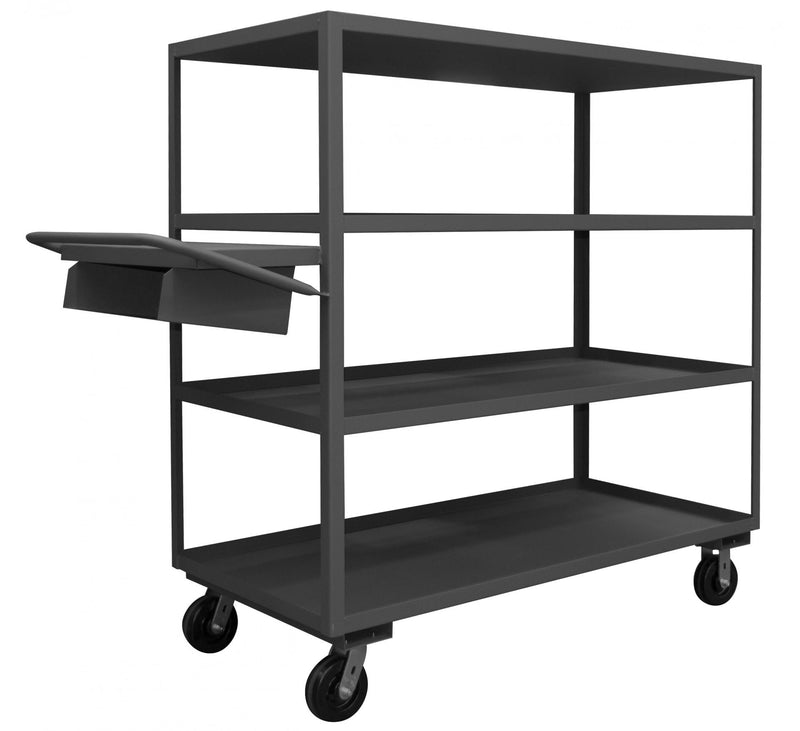 Durham Order Picking Cart With 6" x 2" Phenolic Casters, (2) Rigid And (2) Swivel, 4 Shelves
