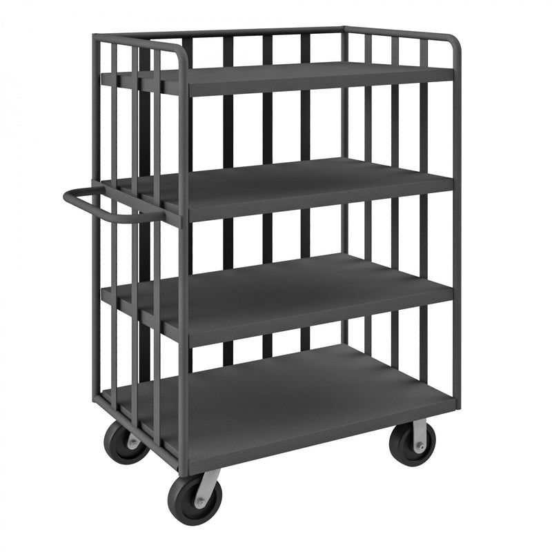 Durham Bulk Stock/Package Mover, 14 Gauge Steel, 3600 lbs. Capacity, 3 Fixed Shelves, 1 Base Shelf