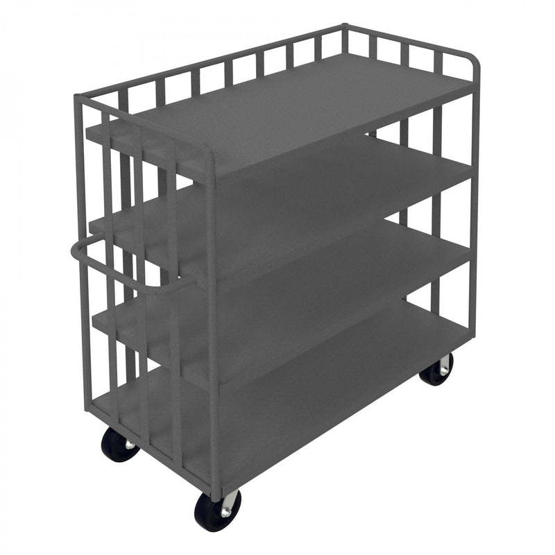 Durham Bulk Stock/Package Mover, 14 Gauge Steel, 3600 lbs. Capacity, 3 Fixed Shelves, 1 Base Shelf