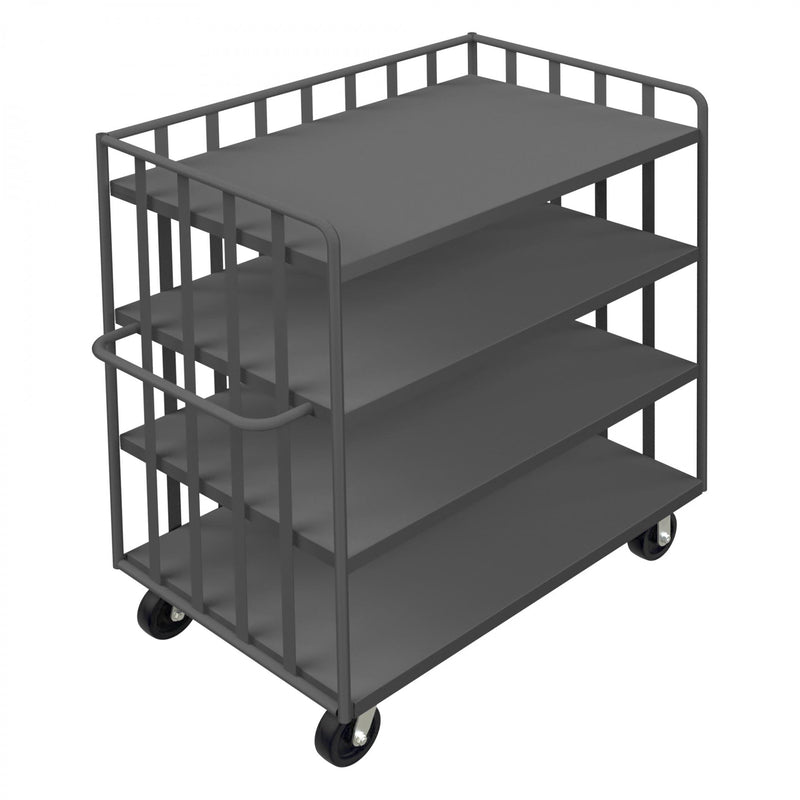 Durham Bulk Stock/Package Mover, 14 Gauge Steel, 3600 lbs. Capacity, 3 Fixed Shelves, 1 Base Shelf
