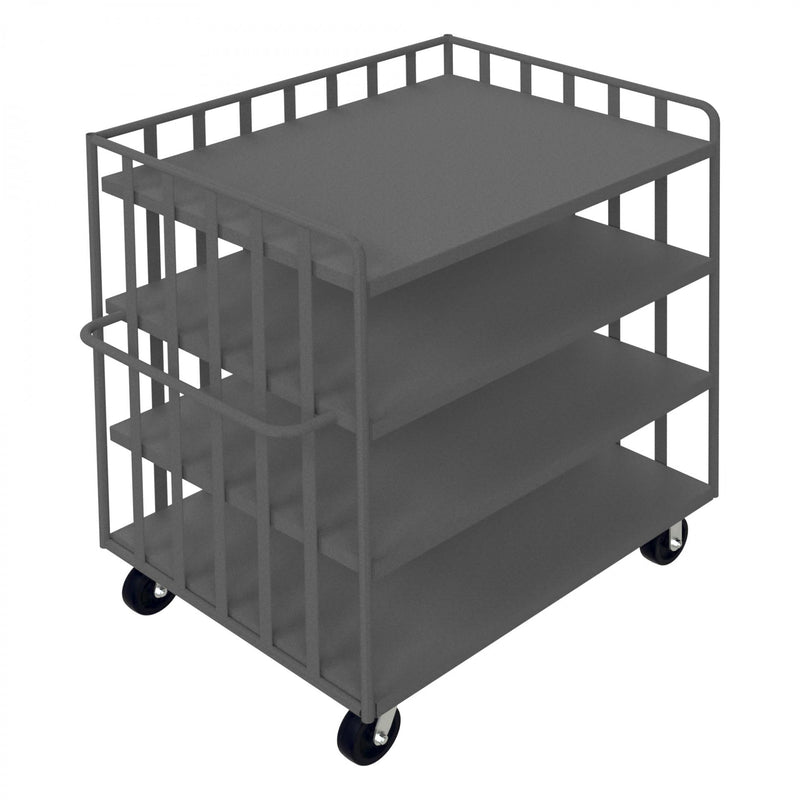 Durham Bulk Stock/Package Mover, 14 Gauge Steel, 3000 lbs. Capacity, 3 Fixed Shelves, 1 Base Shelf