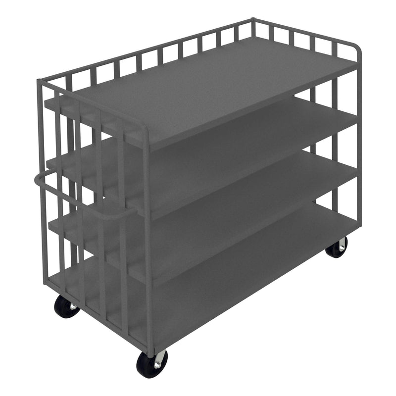 Durham Bulk Stock/Package Mover, 14 Gauge Steel, 3000 lbs. Capacity, 3 Fixed Shelves, 1 Base Shelf
