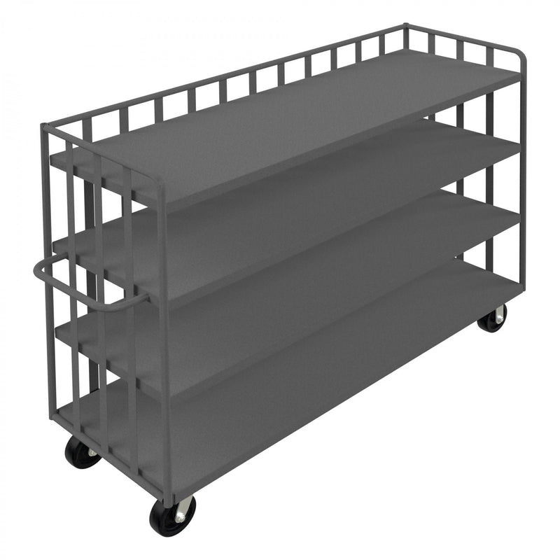 Durham Bulk Stock/Package Mover, 14 Gauge Steel, 3600 lbs. Capacity, 3 Fixed Shelves, 1 Base Shelf