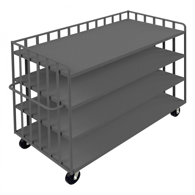 Durham Bulk Stock/Package Mover, 14 Gauge Steel, 3600 lbs. Capacity, 3 Fixed Shelves, 1 Base Shelf