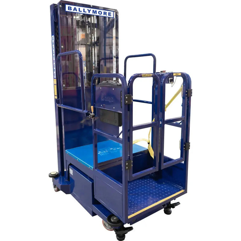 PS-15S - Ballymore Personnel Lift: Push-Around, Battery, 650 lb Load Capacity, 7 ft 6 in Closed Height, 6 in Ballymore