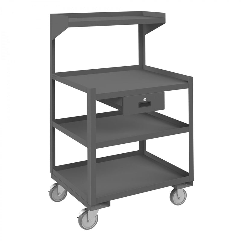 Durham Portable Shop Desk With 5" x 1-1/4" Polyurethane Casters (2) Rigid And (2) Swivel With Side Brakes