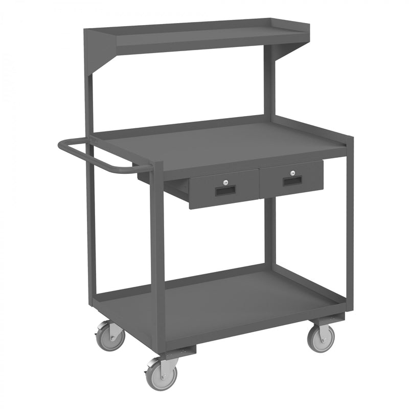 Durham Portable Shop Desk With 5" x 1-1/4" Polyurethane Casters (2) Rigid And (2) Swivel With Side Brakes