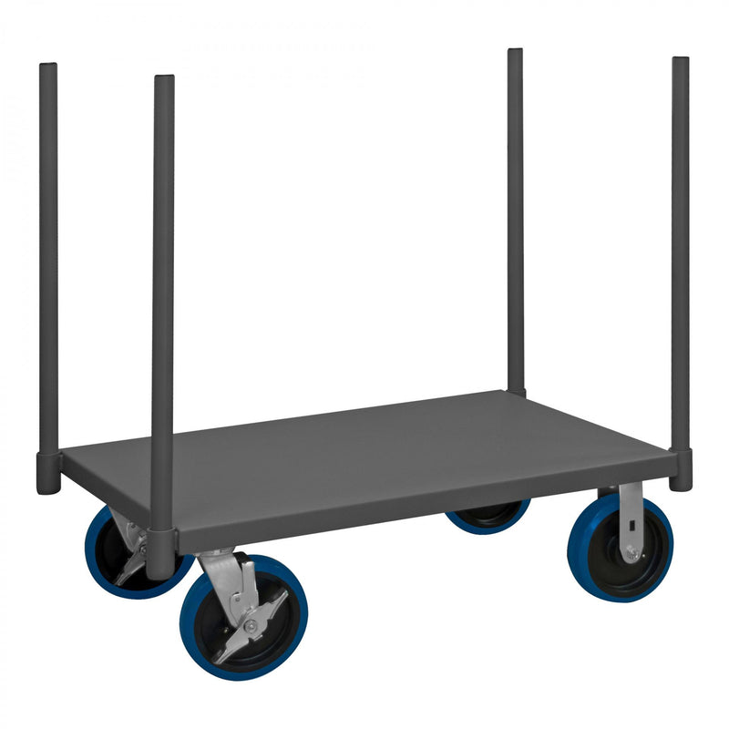 Durham Pipe Stake Truck, 14 Gauge, 3600 lbs Capacity, (4) Removable Pipe Stakes, 30 x 48, Flush Deck