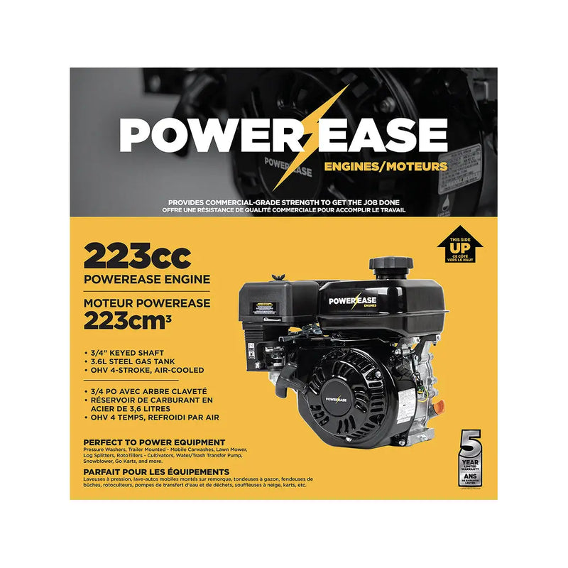 Powerease R225 Engine – 223cc, 6.03 HP, 3/4" Horizontal Shaft BE Power Equipment