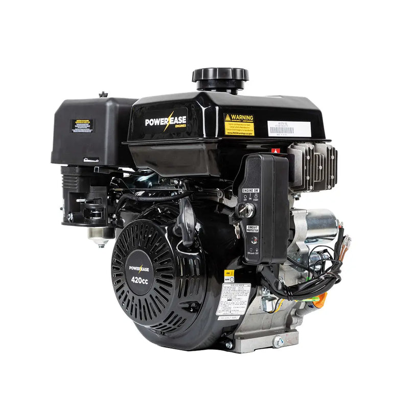 Powerease R420-18A Electric Start Engine – 420cc, 12.6 HP, 1" Horizontal Shaft BE Power Equipment