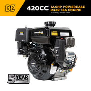 Powerease R420-18A Electric Start Engine – 420cc, 12.6 HP, 1" Horizontal Shaft BE Power Equipment