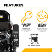 Powerease R420-18A Electric Start Engine – 420cc, 12.6 HP, 1" Horizontal Shaft BE Power Equipment