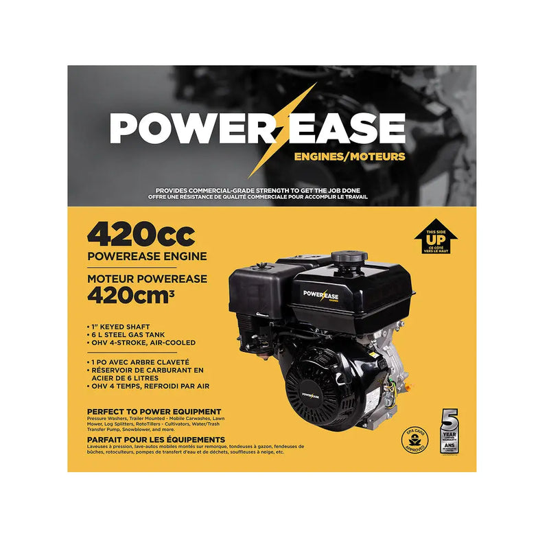 Powerease R420 Engine – 420cc, 12.6 HP, 1" Horizontal Shaft BE Power Equipment