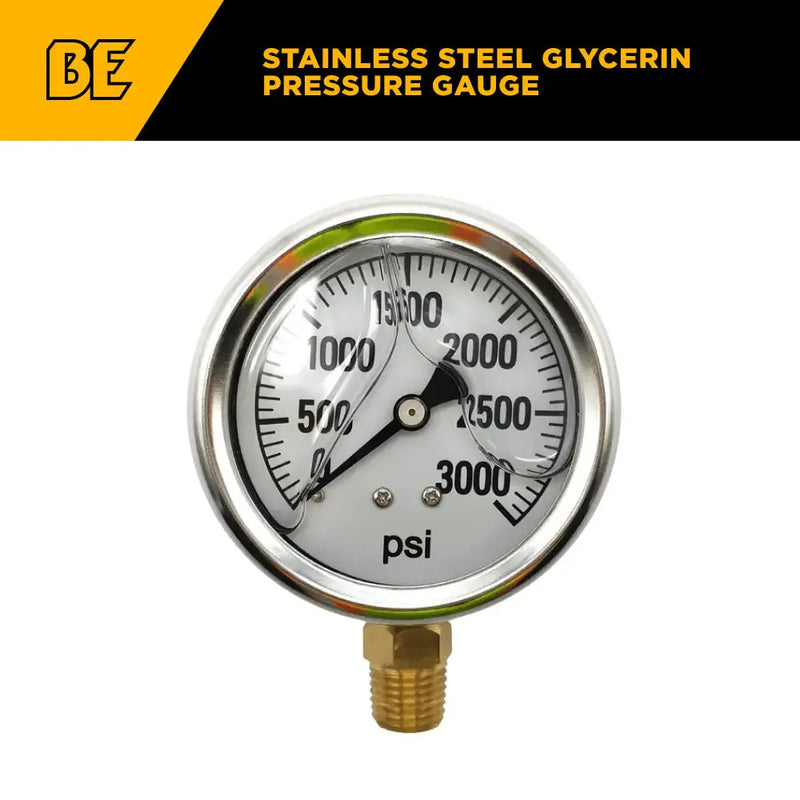 Pressure Gauge Glycerin, Stainless Steel BE Power Equipment