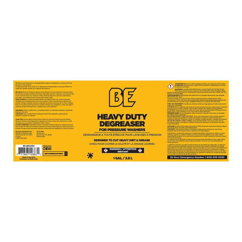 Pressure Washer Heavy Duty Degreaser – 1 Gallon (4 Pack) BE Power Equipment