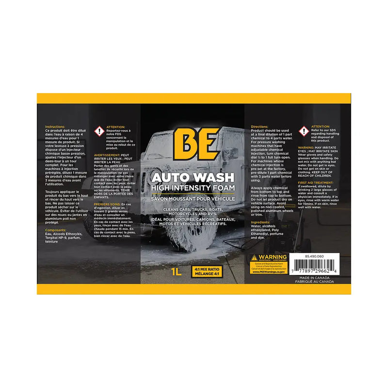 Pressure Washer Soap for Cars: High Foam Auto Wash 1L (12 Pack) BE Power Equipment