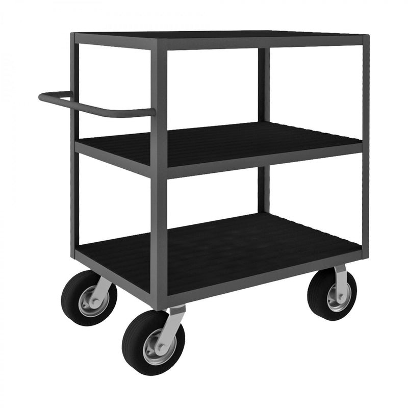 Durham Instrument Cart, 14 Gauge Steel, 3  Shelves, 24 x 36, 1200 lbs. Capacity, Gray