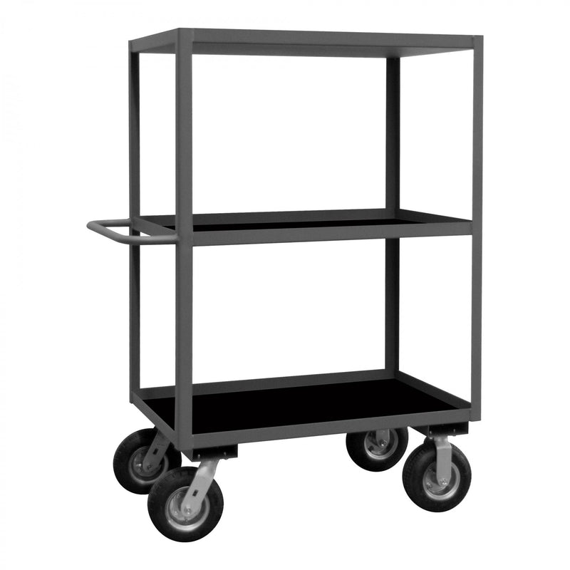 Durham Instrument Cart, 14 Gauge Steel, 3 Lipped Shelves, 24 x 36, 1200 lbs. Capacity, Gray