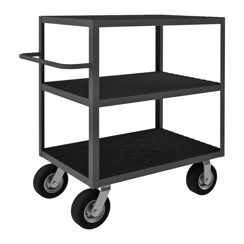 Durham Instrument Cart, 14 Gauge Steel, 3  Shelves, 24 x 36, 1200 lbs. Capacity, Gray