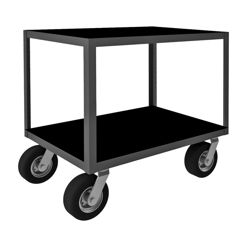 Durham Rolling Instrument Cart With (4) Swivel 8" X 3" Pneumatic Casters, 2 Shelves, Gray
