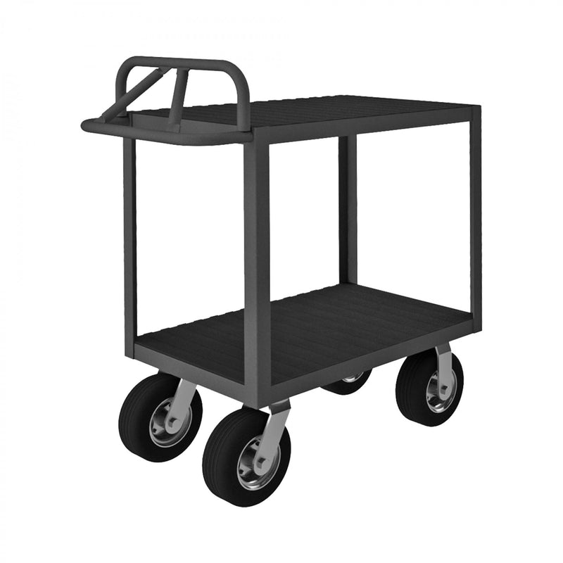 Durham Instrument Cart, Ergonomic Handle, 14 Gauge Steel, 2  Shelves, 30 x 36, 1200 lbs. Capacity, Gray
