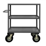 Durham Instrument Cart, 14 Gauge Steel, 3 Lipped Shelves, 24 x 36, 1200 lbs. Capacity, (2) Rigid, Gray