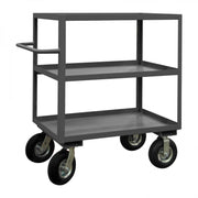 Durham Instrument Cart, 14 Gauge Steel, 3 Lipped Shelves, 24 x 36, 1200 lbs. Capacity, (2) Rigid, Gray