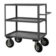 Durham Instrument Cart, 14 Gauge Steel, 3 Lipped Shelves, 24 x 36, 1200 lbs. Capacity, (2) Rigid, Gray