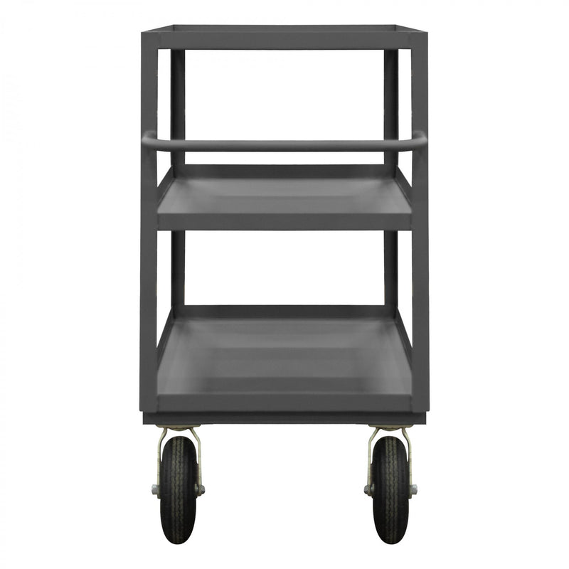Durham Instrument Cart, 14 Gauge Steel, 3 Lipped Shelves, 24 x 36, 1200 lbs. Capacity, (2) Rigid, Gray