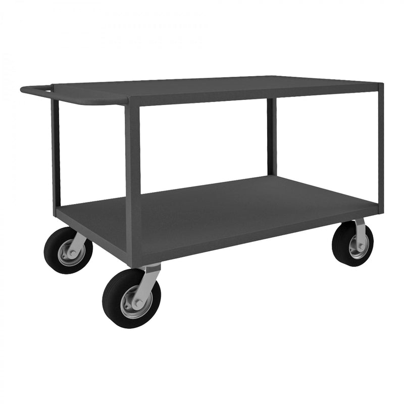 Durham Instrument Cart, 14 Gauge Steel, 2  Shelves, 30 x 48, 1200 lbs. Capacity, (2) Rigid, Gray